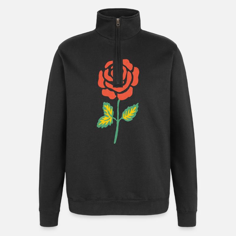 Aquarelle rose en orange - Sweat à zip 1/4 - noir
