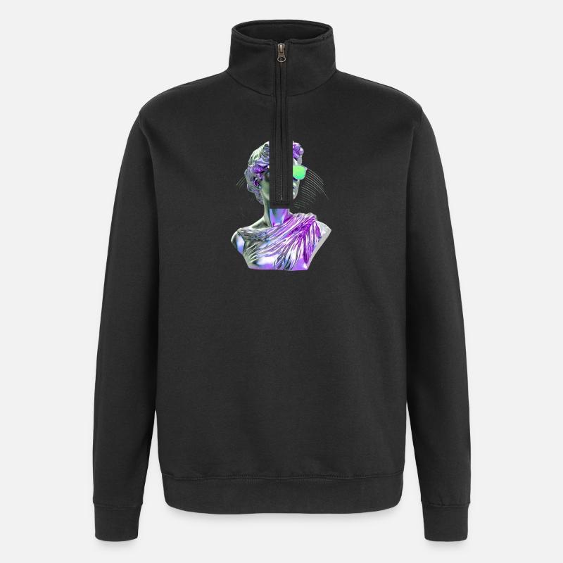 Vaporwave Statue Neonbrille - Quarter-Zip-Sweatshirt - Schwarz