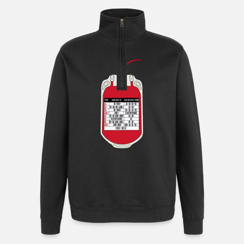 Tabelle der Blutspender und -empfänger - Quarter-Zip-Sweatshirt - Schwarz