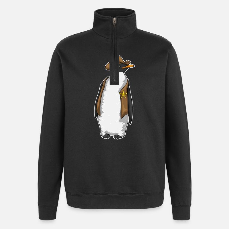 Pinguin Sheriff - Quarter-Zip-Sweatshirt - Schwarz