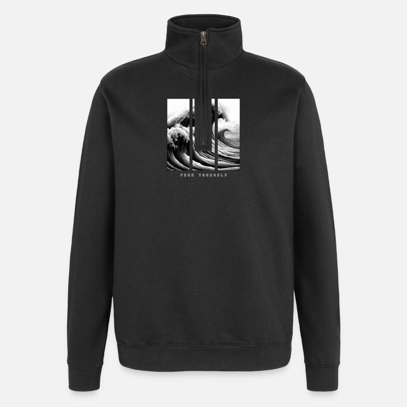 Great Wave - Libérez-vous - Sweat à zip 1/4 - noir
