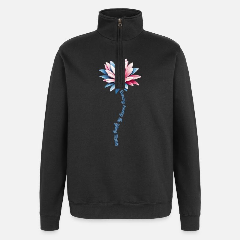 Danse des fleurs de printemps - Sweat à zip 1/4 - noir