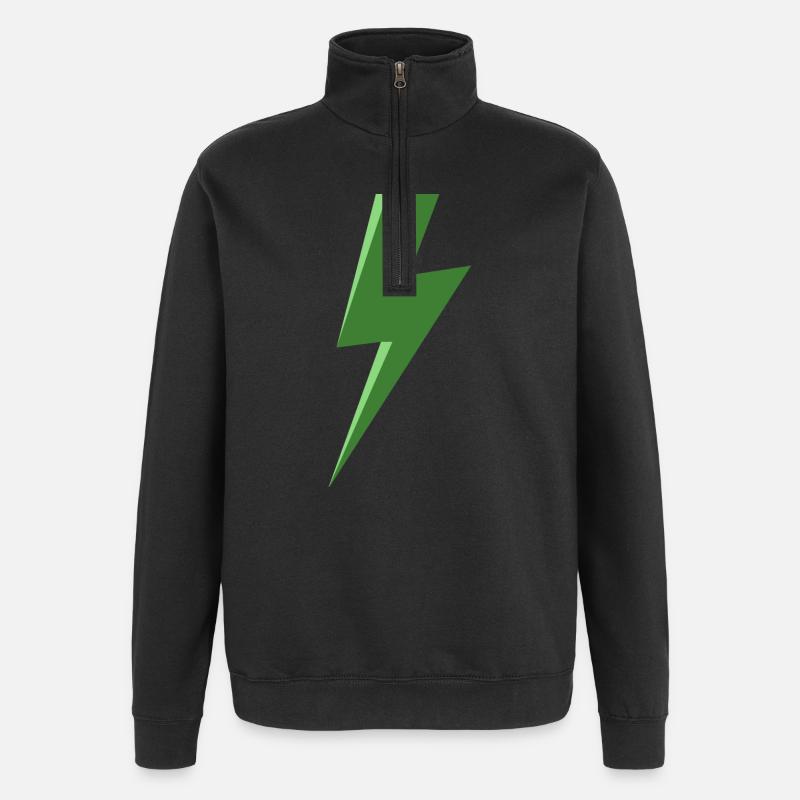 Eclair vert - Sweat à zip 1/4 - noir