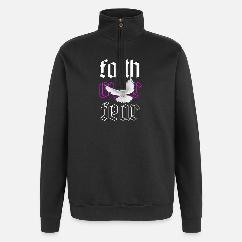 Glaube statt Angst - Quarter-Zip-Sweatshirt - Schwarz