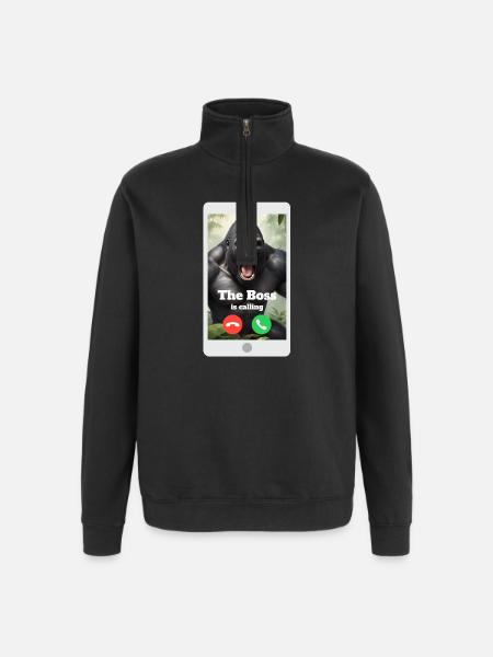 Dein Chef ruft dich an! - Quarter-Zip-Sweatshirt - Schwarz