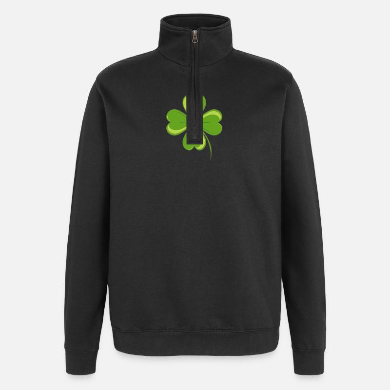 4-leaf clover. - Quarter-Zip Sweatshirt - black