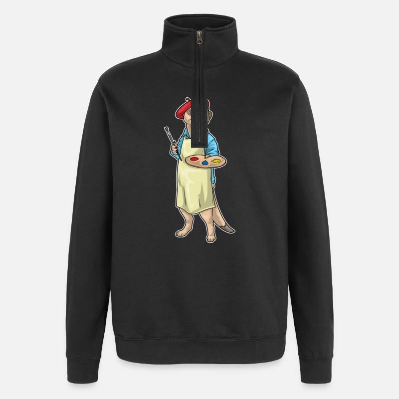 Erdmännchen Maler Pinsel Malen - Quarter-Zip-Sweatshirt - Schwarz