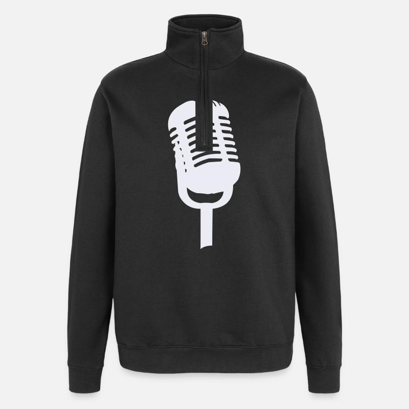 Microphone - Sweat à zip 1/4 - noir