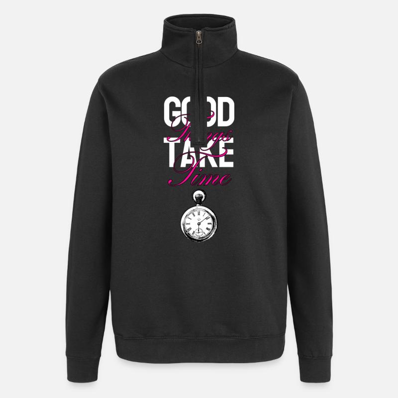 Gute Dinge brauchen Zeit - Quarter-Zip-Sweatshirt - Schwarz