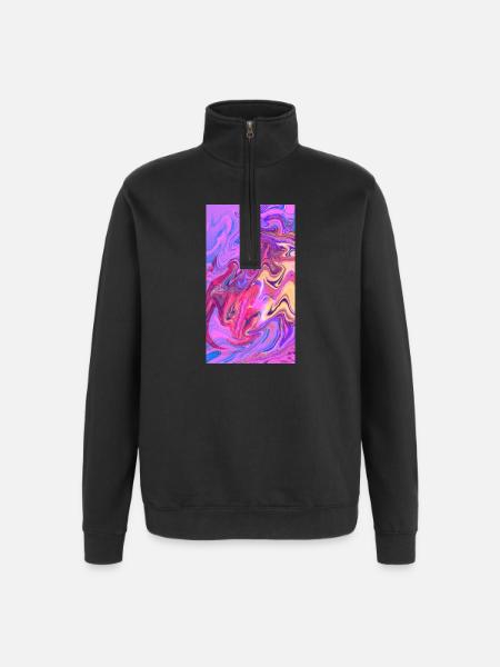 Farbwirbel Pastellmarmor Trio - Quarter-Zip-Sweatshirt - Schwarz