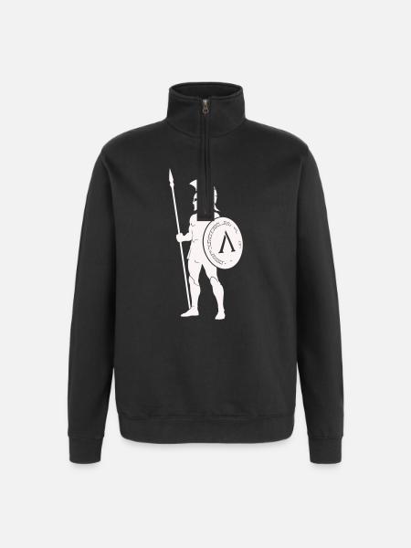 Guerrier Spartiate avec Bouclier - Sweat à zip 1/4 - noir