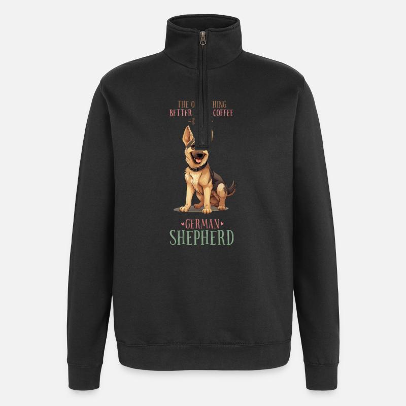 My German Shepherd and Coffee - Quarter-Zip Sweatshirt - black