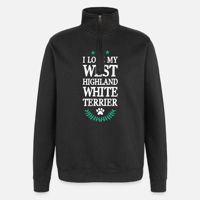 West Highland White Terrier - Sweat à zip 1/4 - noir