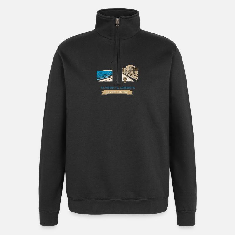 Canet en Roussillon - Promenade Méditerranéenne - Sweat à zip 1/4 - noir