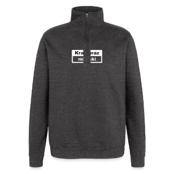 Stadtbild Typografie polnisch - Quarter-Zip-Sweatshirt - Anthrazit - Vorne - AI Model Female 172 light (172cm) & AI Model Male 178 dark (178cm)