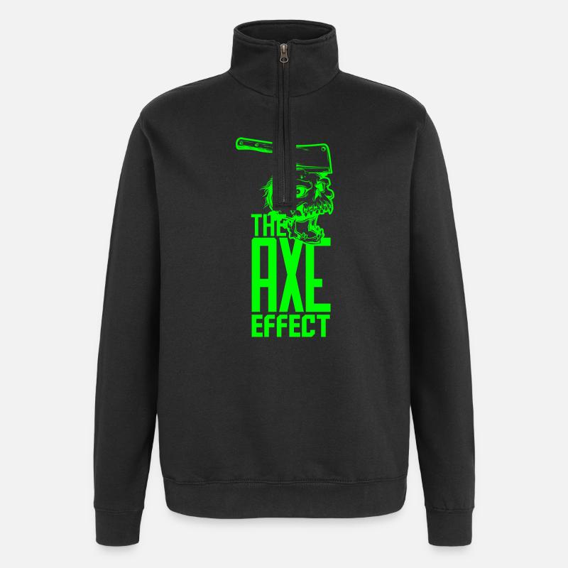 Crâne avec hache - Sweat à zip 1/4 - noir