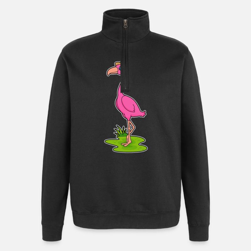 Flamingo Hat - Quarter-Zip Sweatshirt - black