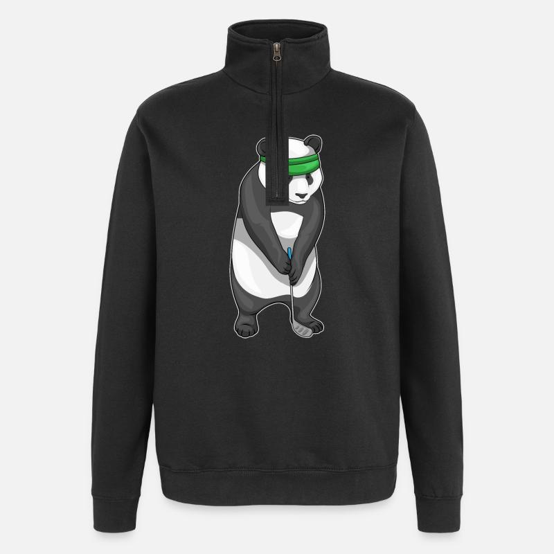 Panda Golf Golfschläger - Quarter-Zip-Sweatshirt - Schwarz