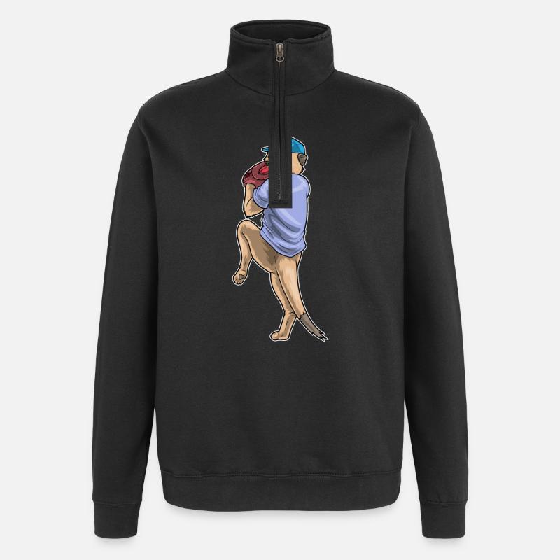 Meerkat Baseball Gant de baseball - Sweat à zip 1/4 - noir