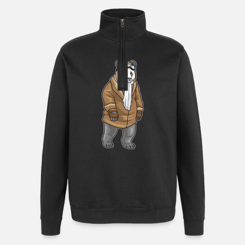 Panda Pilot Pilotenmütze - Quarter-Zip-Sweatshirt - Schwarz