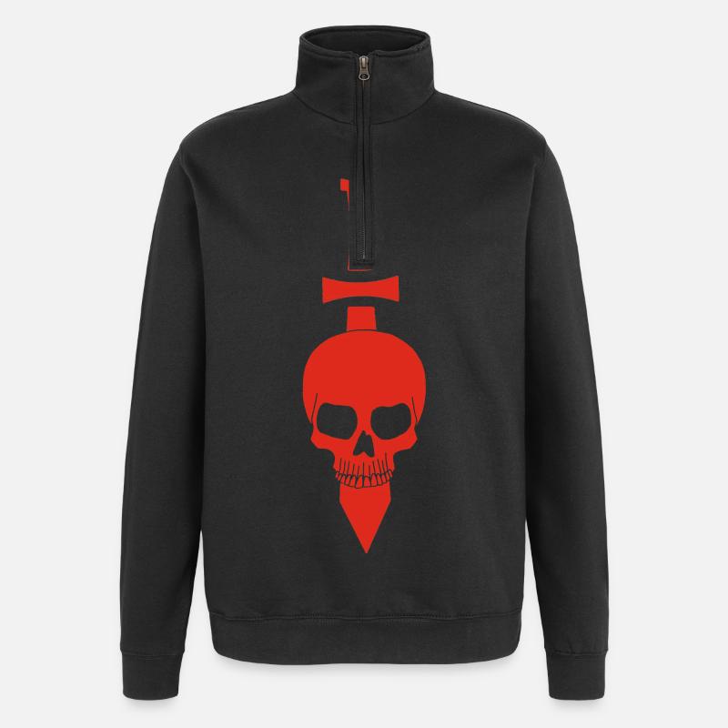 Red Skull and Sword - Quarter-Zip Sweatshirt - black