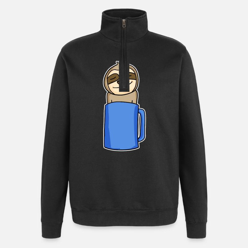 Sloth in a coffee cup - Quarter-Zip Sweatshirt - black