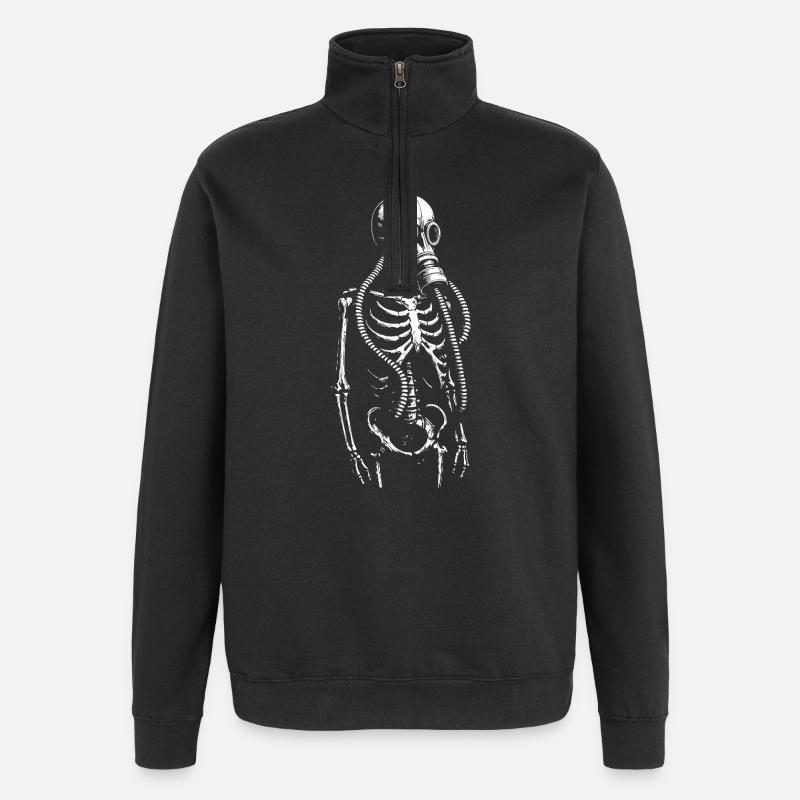Retro-Skelett-Gasmasken-Illustration - Quarter-Zip-Sweatshirt - Schwarz