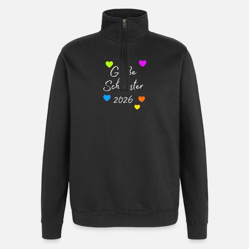 Große Schwester 2026 Herzdruck - Quarter-Zip-Sweatshirt - Schwarz
