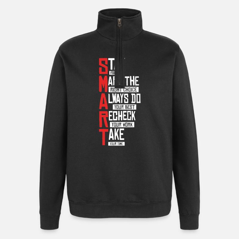 Fettgedruckter SMART Typografie-Stack - Quarter-Zip-Sweatshirt - Schwarz