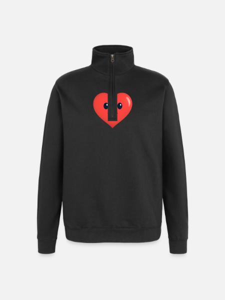 Heart Smiles Form Red - Quarter-Zip Sweatshirt - black