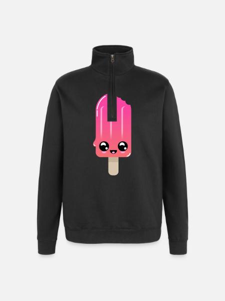 Isshot med glødende øjne - Sweatshirt med 1/4 lynlås - sort