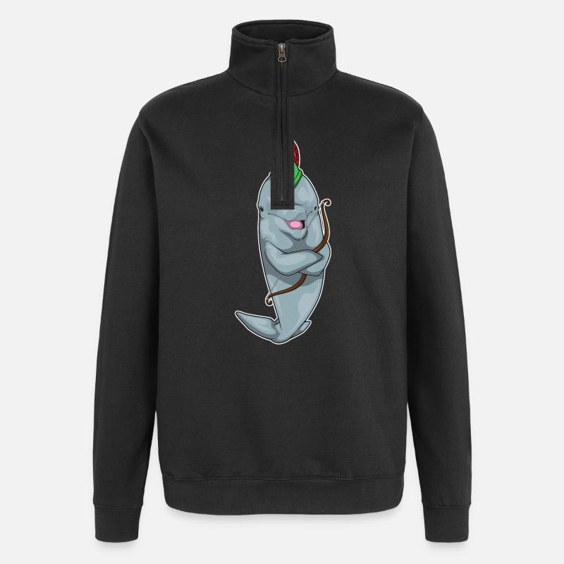 Delfin Bogenschütze Bogen - Quarter-Zip-Sweatshirt - Schwarz