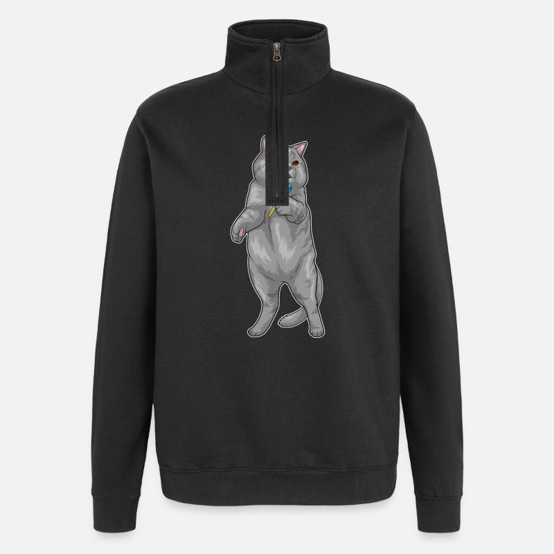 Cat Dart Dart - Sweat à zip 1/4 - noir