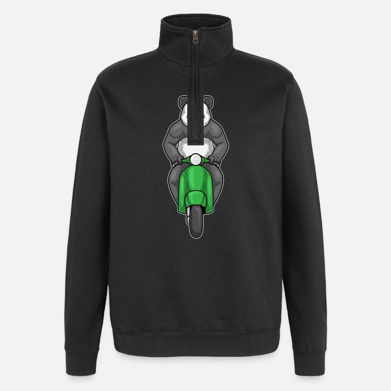 Trottinette Panda - Sweat à zip 1/4 - noir