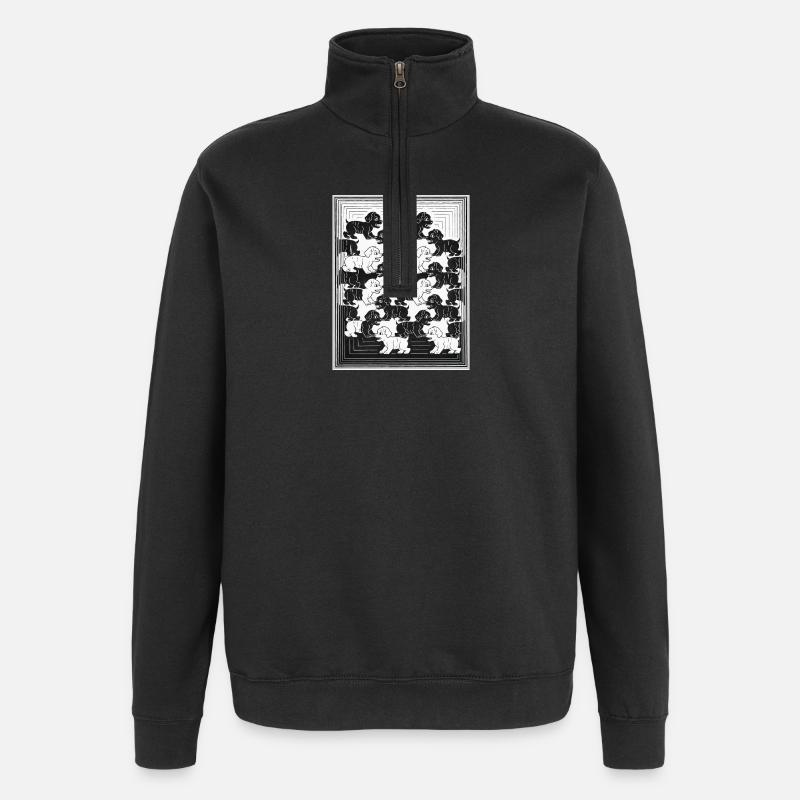Dachshund Puppies in Monochrome Pattern - Quarter-Zip Sweatshirt - black