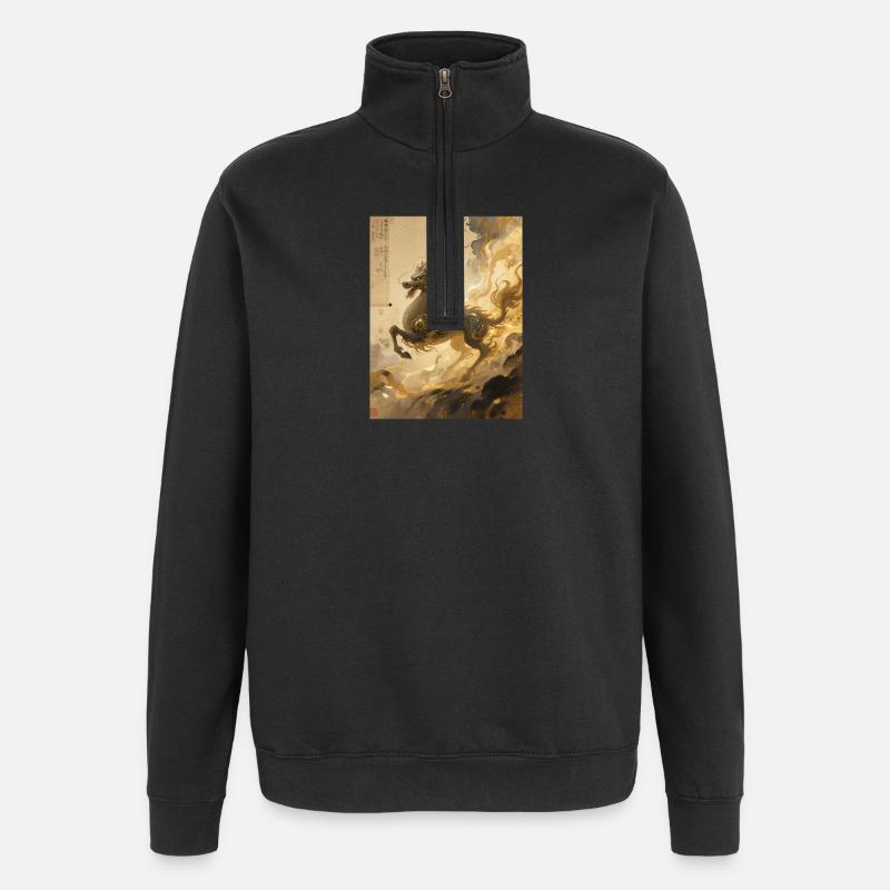 Jade Dawn: Qilin – Heiliges Omen - Quarter-Zip-Sweatshirt - Schwarz