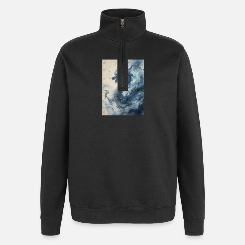 Die Sternennacht: Blauer Drache – Aether - Quarter-Zip-Sweatshirt - Schwarz