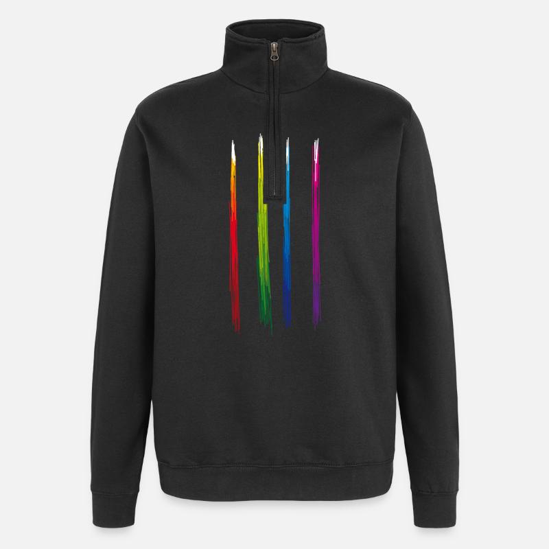 Bande de couleurs - Sweat à zip 1/4 - noir