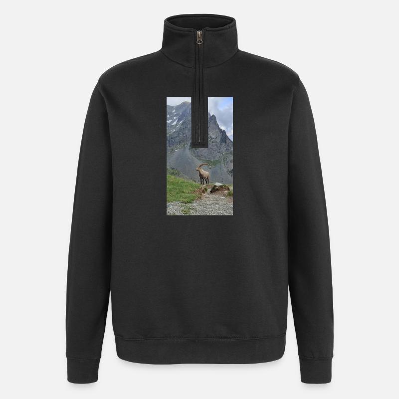 Steinbock - Quarter-Zip-Sweatshirt - Schwarz