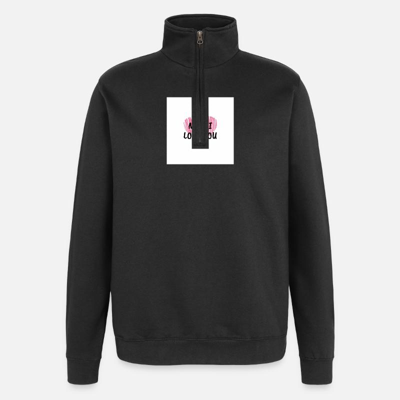 Maman, je t’aime - Sweat à zip 1/4 - noir