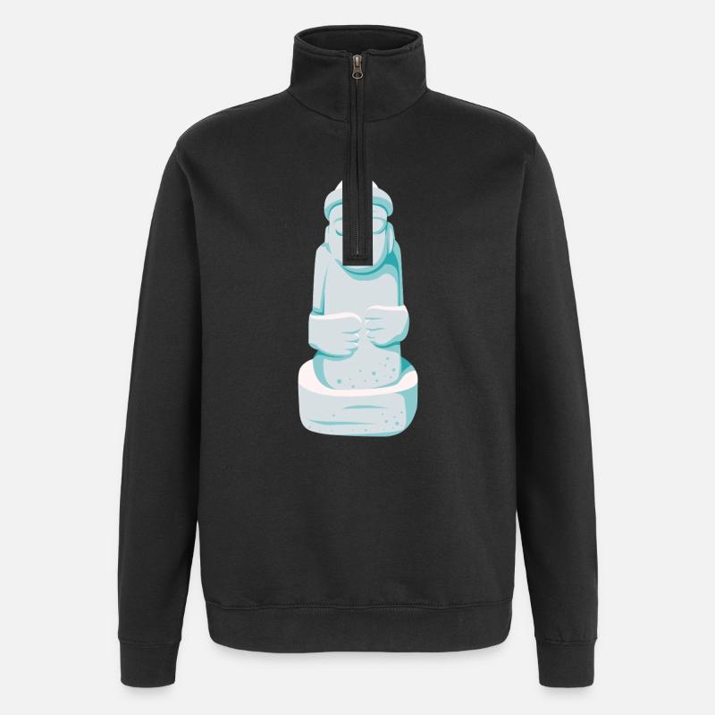 Dol Hareubang – Jeju Steinwächter - Quarter-Zip-Sweatshirt - Schwarz
