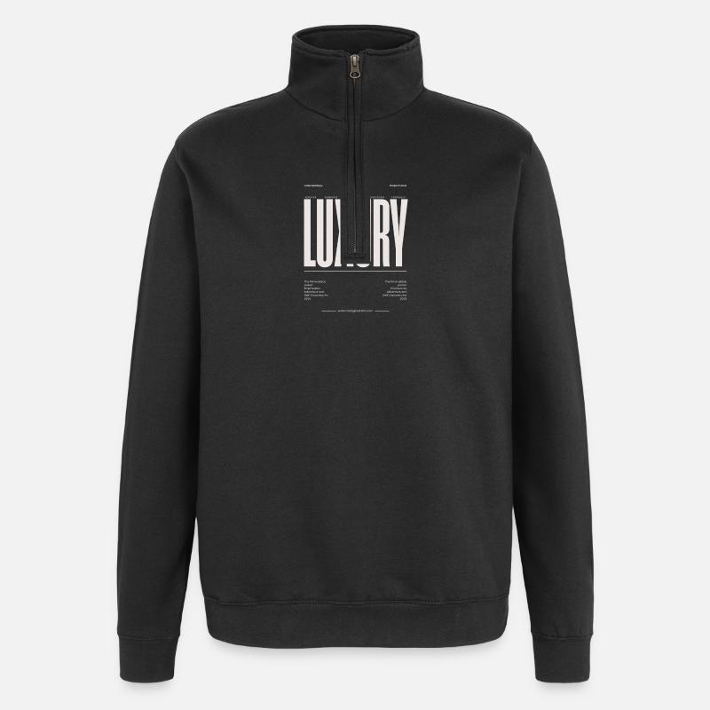 Luxus Großbuchstaben Typografie - Quarter-Zip-Sweatshirt - Schwarz