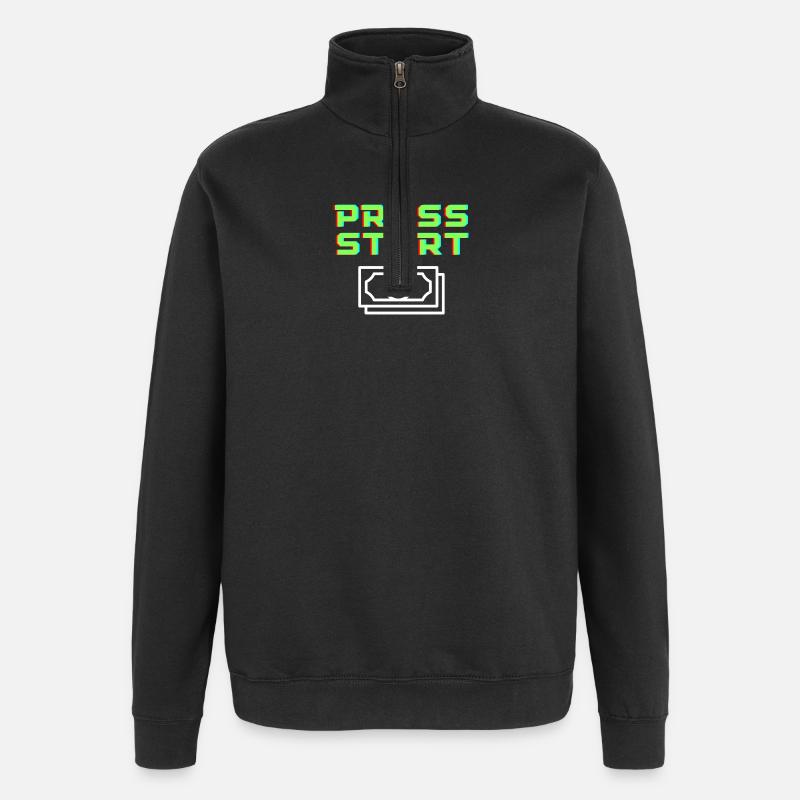 Press Start Retro Arcade Bill - Quarter-Zip Sweatshirt - black