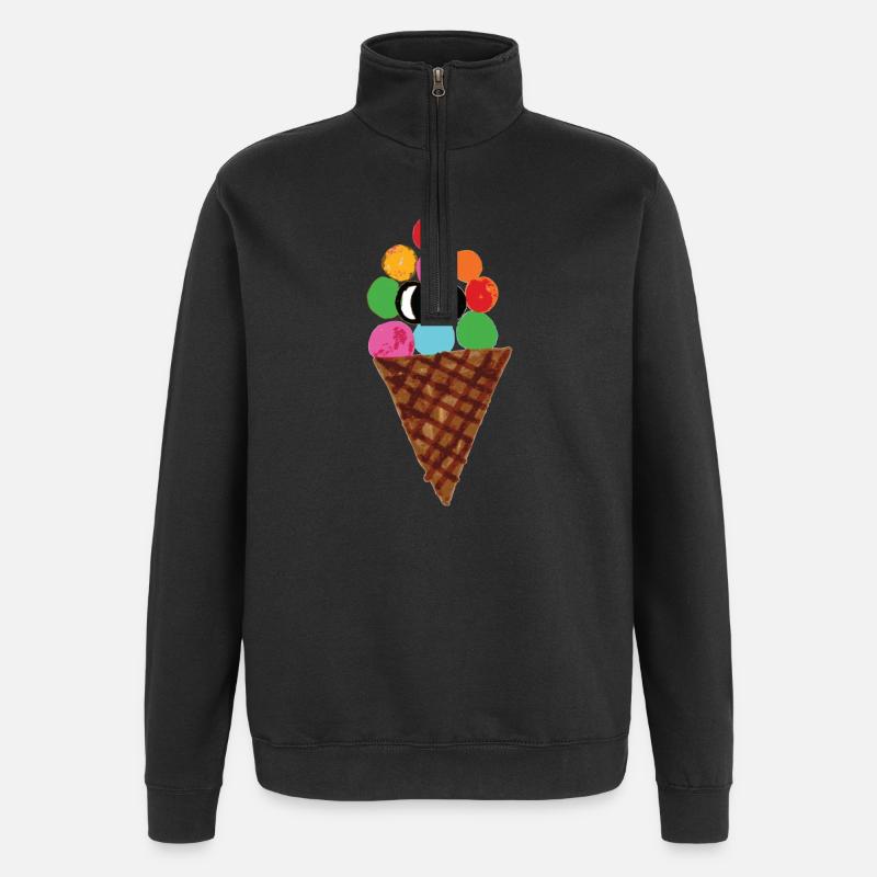 Bunte Eistüte Pop Art - Quarter-Zip-Sweatshirt - Schwarz