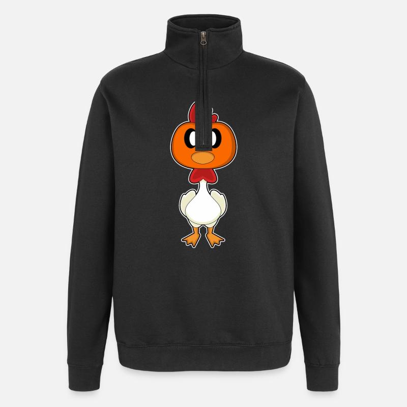 Poulet Halloween Citrouille - Sweat à zip 1/4 - noir