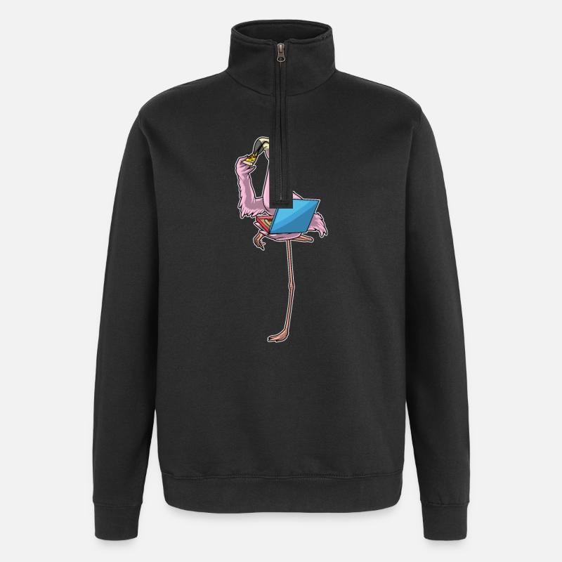 Flamingo Pizza - Quarter-Zip Sweatshirt - black