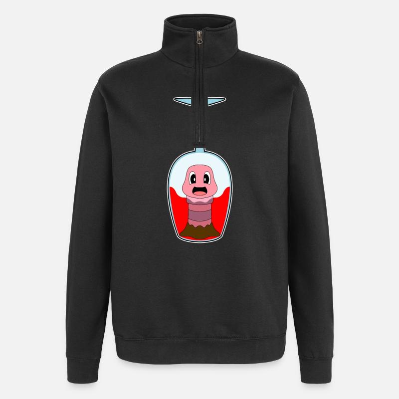 Wurm Rotwein - Quarter-Zip-Sweatshirt - Schwarz