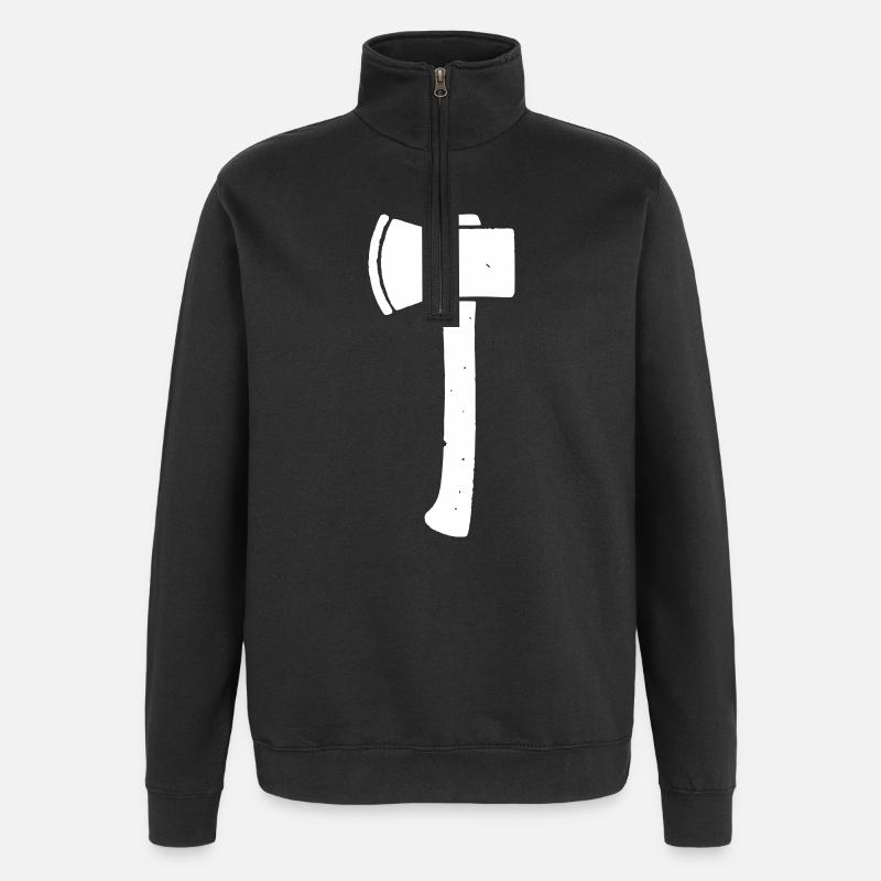 Axt Beil Werkzeug Vektor - Quarter-Zip-Sweatshirt - Schwarz