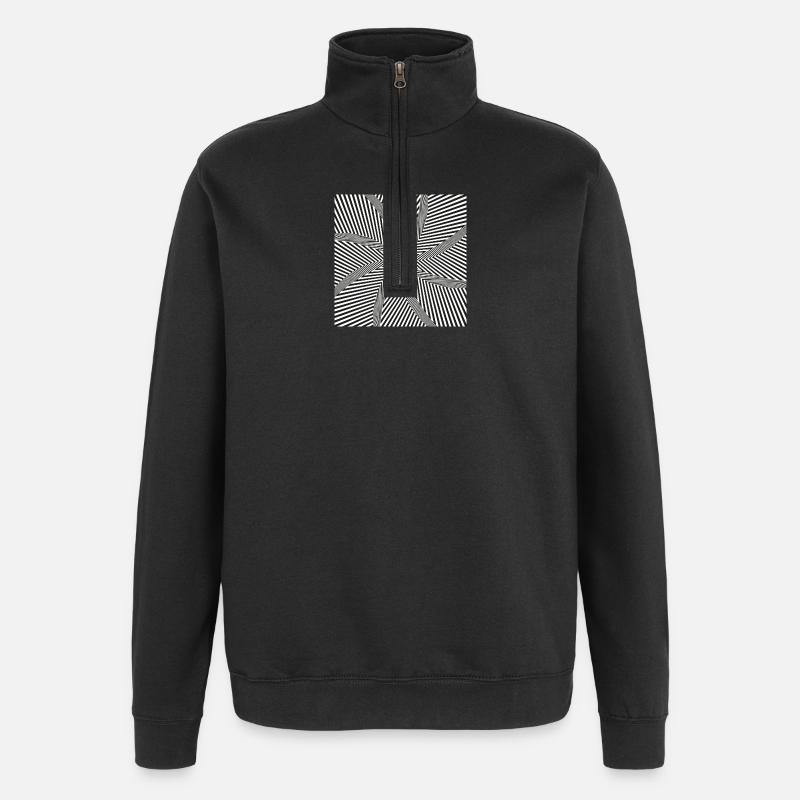 Labyrinthe optique en étoile - Sweat à zip 1/4 - noir
