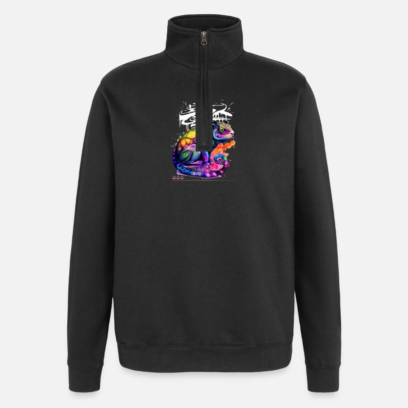Farbenfroher Chamäleon Graffiti - Quarter-Zip-Sweatshirt - Schwarz